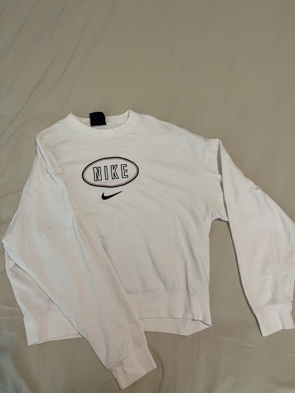 Nike White Crewneck Sweatshirt with Black Logo